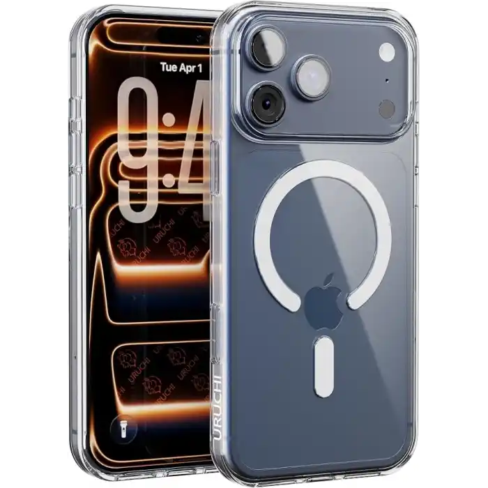 URUCHI Manyetik Şeffaf Kılıf, iPhone 18 Pro Max / 17 Pro Max ile Uyumlu, Sararmaz Tam Sert Mika (Kenarları Dahil), Ultra İnce, Darbeye Dayanıklı Kristal Kapak