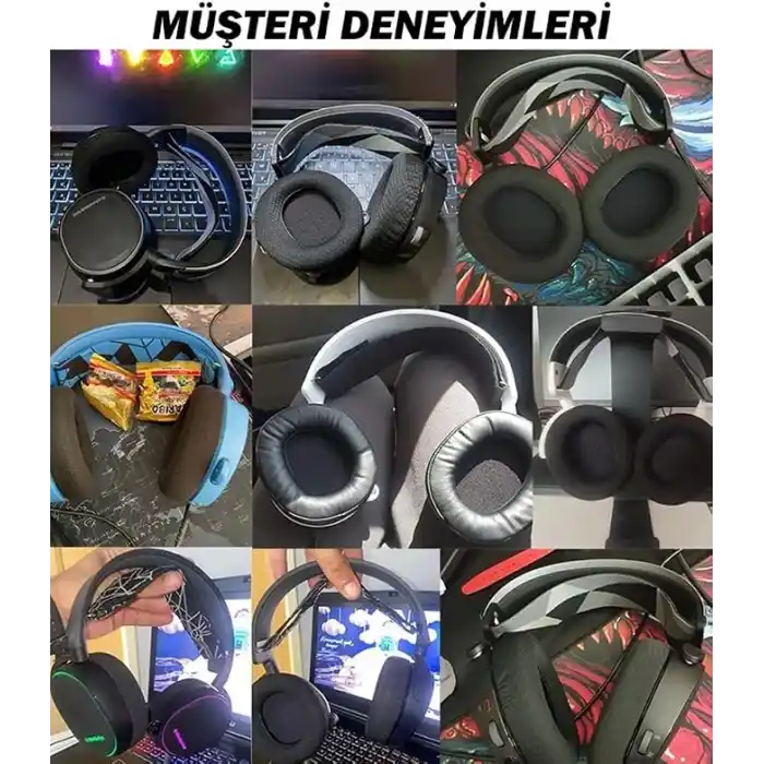 steelseries arctis 1 3 5 7 9x ile uyumlu Pro kulaklık süngeri(Siyah - Beyaz Kumaş)
