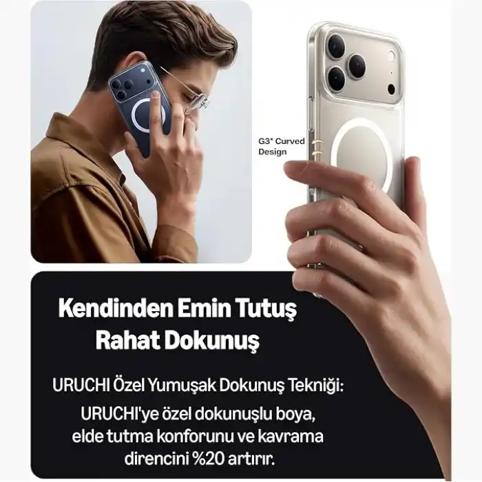 URUCHI Manyetik Şeffaf Kılıf, iPhone 18 Pro Max / 17 Pro Max ile Uyumlu, Sararmaz Tam Sert Mika (Kenarları Dahil), Ultra İnce, Darbeye Dayanıklı Kristal Kapak