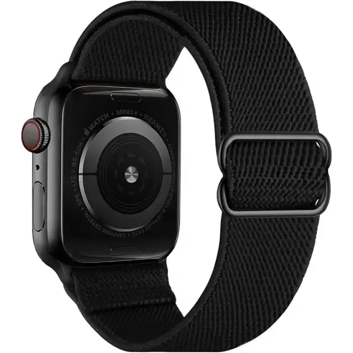 Minesk Apple Watch için Uyumlu Bilek Kalınlığına Göre Ayarlanabilir Yumuşak Kumaşlı ve İnce Görünümlü Dayanıklı Sık Dokuma Kumaş Kordon