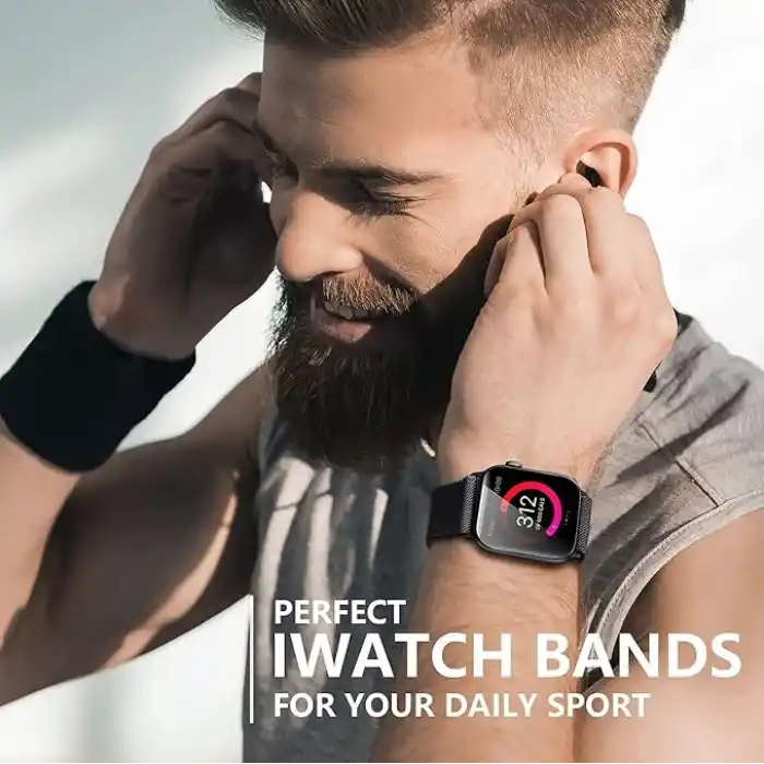Minesk Apple Watch için Uyumlu Bilek Kalınlığına Göre Ayarlanabilir Yumuşak Kumaşlı ve İnce Görünümlü Dayanıklı Sık Dokuma Kumaş Kordon