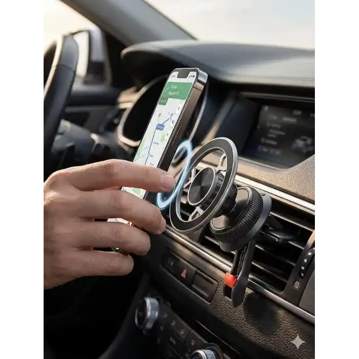 HAVALANDIRMA KANCALI, AYARLI KİLİTLENEBİLİR ÇOK GÜÇLÜ MIKNATISLI ARAÇ TELEFON TUTUCUSU (MAGSAFE İLE UYUMLU MAGNETİC KANCALI ARAÇ TELEFON TUTUCU 041)