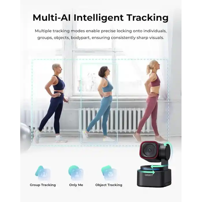 OBSBOT Tiny 3 Lite Yapay Zeka Destekli Mekansal Ses 4K Web Kamerası - 1/2 Sensörlü Kompakt AI Takip PTZ Kamera, Üç Mikrofonlu, Ses Kontrolü, 120FPS, HDR, PC, Mac, Dizüstü Bilgisayar, Akış, Toplantı
