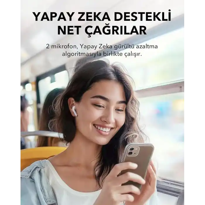 Soundcore by Anker K20i Kulak İçi Bluetooth Kulaklık, 36 Saat Çalma Süresi, Hızlı Şarj, Net Ses, Konforlu Uyum, ENC 2-Mikrofon ile Net Çağrılar, Özelleştirilebilir EQ, IPX5, Bluetooth 5.3, Beyaz
