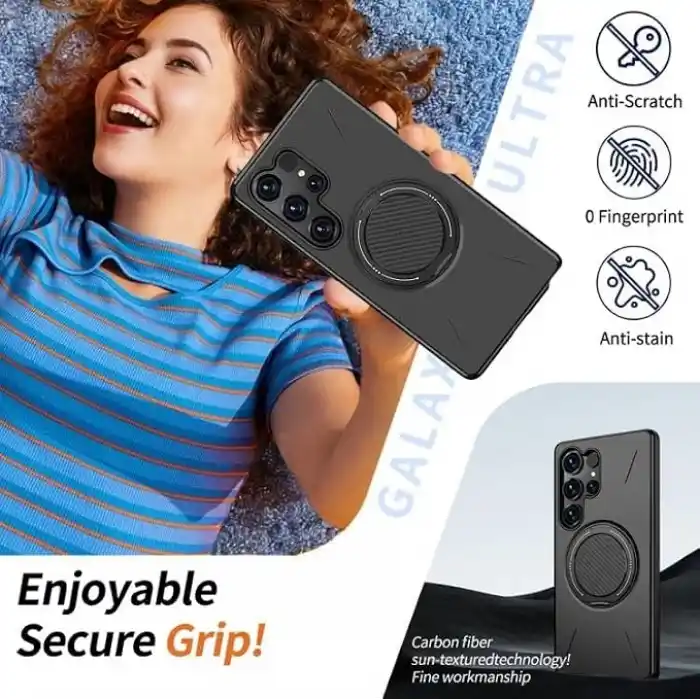 Rongep [Mag-Forge] Samsung Galaxy S26 Ultra için Kılıf 360° Dönebilen Standlı [MagSafe ile Uyumlu] S26 Ultra Koruyucu Güçlü Manyetikli PC+TPU Darbelere Dayanıklı Samsung S26 Ultra Kılıf (Siyah)