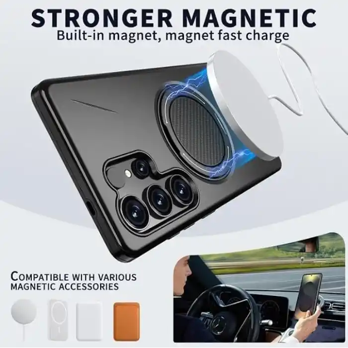 Rongep [Mag-Forge] Samsung Galaxy S26 Ultra için Kılıf 360° Dönebilen Standlı [MagSafe ile Uyumlu] S26 Ultra Koruyucu Güçlü Manyetikli PC+TPU Darbelere Dayanıklı Samsung S26 Ultra Kılıf (Siyah)