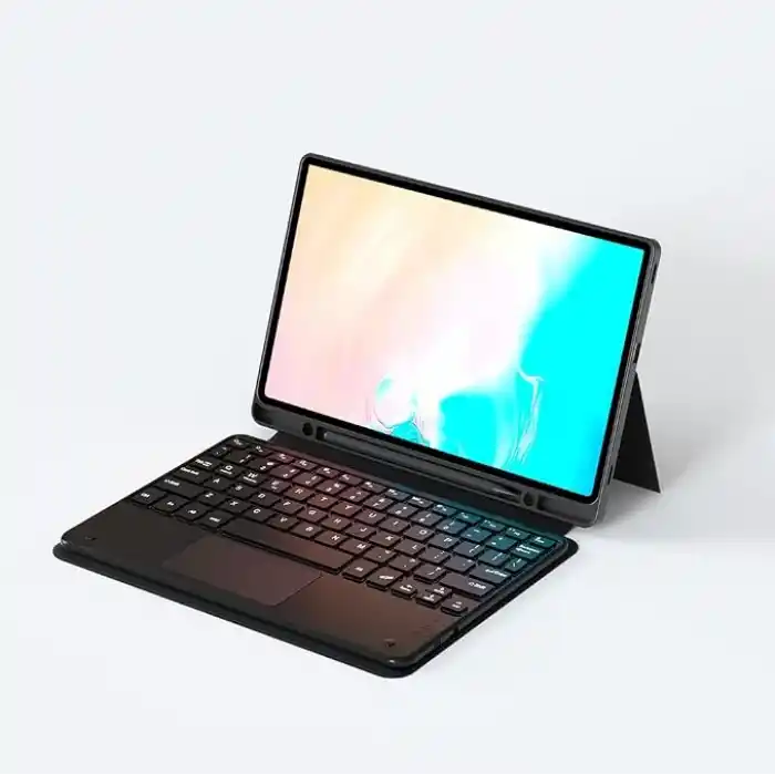 Aksesuarcim Samsung Galaxy Tab S10 FE Plus SM-X620 X626B ile Uyumlu Kılıf Klavyeli Kalem Bölmeli Bluetooth Bağlantılı Standlı Tablet Kılıfı Siyah