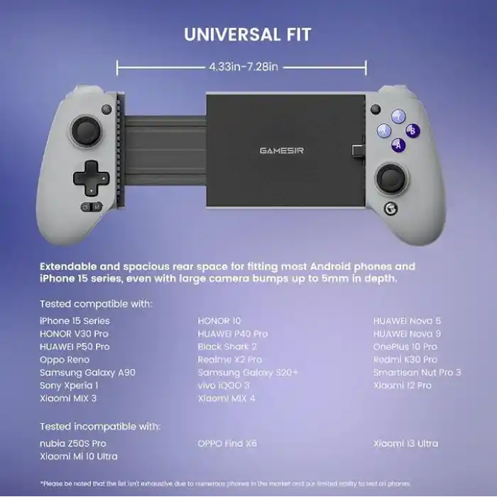 Android ve iPhone 15 Serisi için GameSir G8 Galileo Mobil Oyun Denetleyicisi (USB-C) - Hall Effect Joystickleri ve Tetikleyiciler, 3.5 mm Ses Jakı - Xbox, PlayStation ve Diablo Immortal Oyna