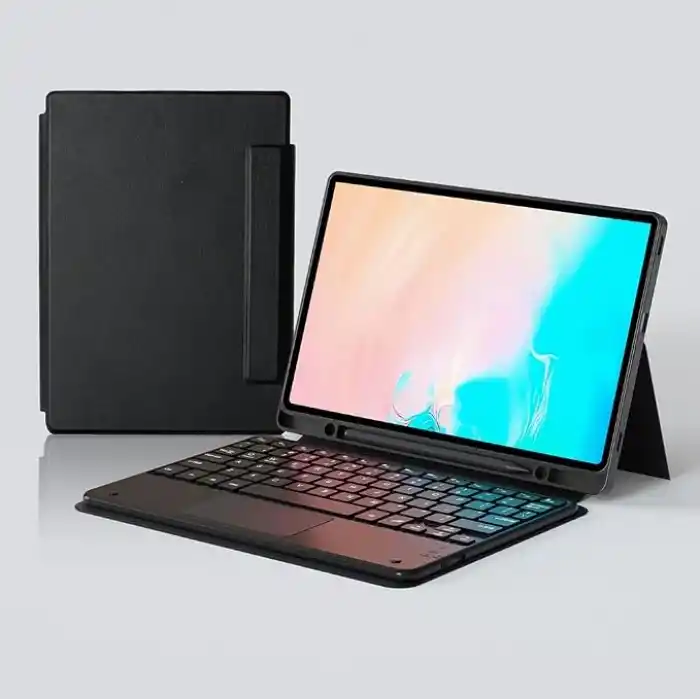 Aksesuarcim Samsung Galaxy Tab S10 FE Plus SM-X620 X626B ile Uyumlu Kılıf Klavyeli Kalem Bölmeli Bluetooth Bağlantılı Standlı Tablet Kılıfı Siyah