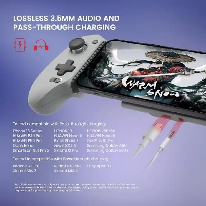 Android ve iPhone 15 Serisi için GameSir G8 Galileo Mobil Oyun Denetleyicisi (USB-C) - Hall Effect Joystickleri ve Tetikleyiciler, 3.5 mm Ses Jakı - Xbox, PlayStation ve Diablo Immortal Oyna