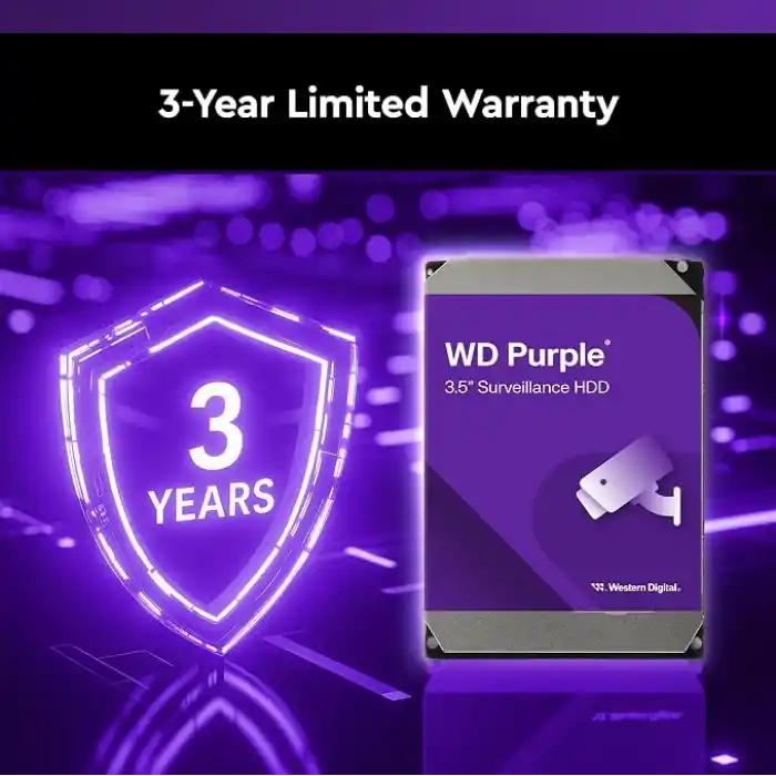 Western Digital 4TB WD Mor Gözetim Dahili Sabit Disk HDD - SATA 6 Gb/s, 128 MB Önbellek, 3,5 - WD44PURZ