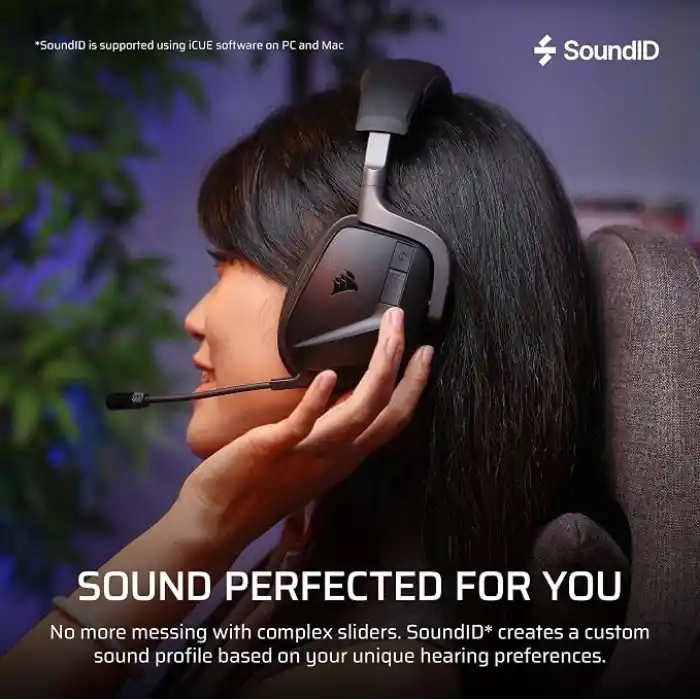 Corsair Void v2 MAX Wireless Gaming Headset for PC, PS5, PS4, Switch, Mobile - Simultaneous 2.4GHz+Bluetooth, Dolby Atmos, Sonarworks SoundID, 70Hr Battery, Fast Charging, Clear Microphone - Carbon