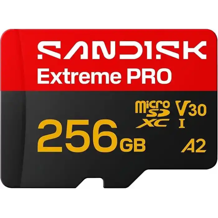 SANDISK yeni versiyon Extreme PRO microSDXC 256 GB, UHS-I kartı + SD adaptörü (250 MB/snye kadar okuma, 170 MB/snye kadar yazma, 5K, 3K, 4K UHD, C10, V30, U3, A2)
