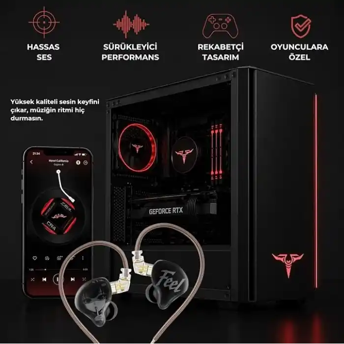 Klasse Feel IEM Kulaklık, Kulak İçi Gaming In-Ear Headphone (Feel [3.5mm] [Mikrofonlu])