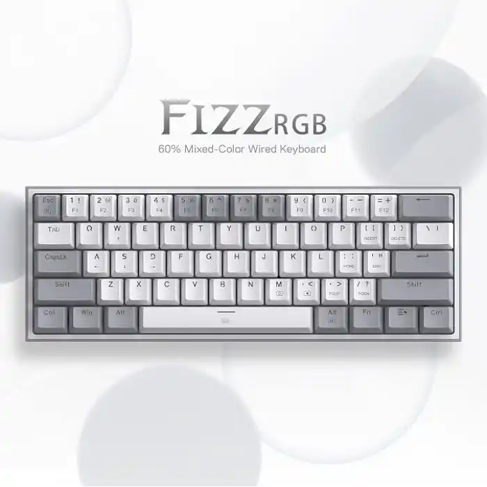 Redragon K617-RGB 16,8 Milyon RGB Aydınlatma, Red Switch Fizz%60 Q Türkçe Kablolu Mekanik Oyuncu Klavyesi Beyaz Gri