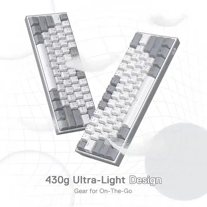 Redragon K617-RGB 16,8 Milyon RGB Aydınlatma, Red Switch Fizz%60 Q Türkçe Kablolu Mekanik Oyuncu Klavyesi Beyaz Gri