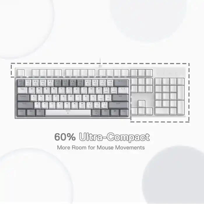 Redragon K617-RGB 16,8 Milyon RGB Aydınlatma, Red Switch Fizz%60 Q Türkçe Kablolu Mekanik Oyuncu Klavyesi Beyaz Gri
