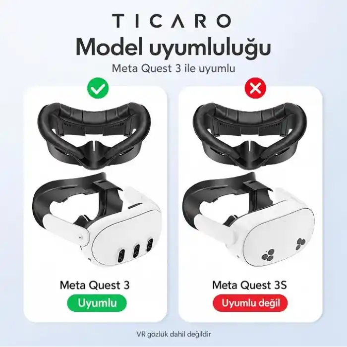 Meta Quest 3 için VR Yüz Maskesi, V Şekilli Hava Kanalı, Siyah
