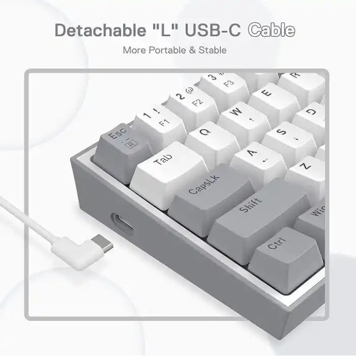 Redragon K617-RGB 16,8 Milyon RGB Aydınlatma, Red Switch Fizz%60 Q Türkçe Kablolu Mekanik Oyuncu Klavyesi Beyaz Gri