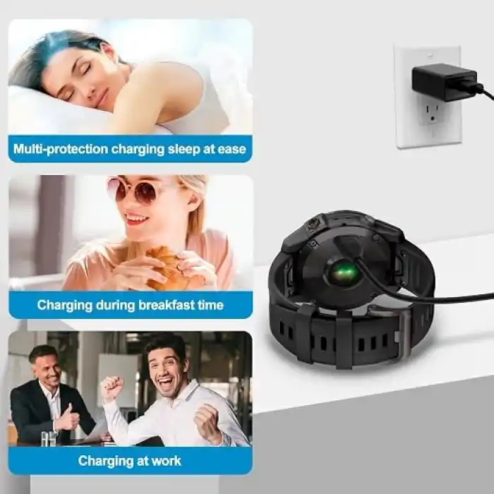 Coverzone Garmin ile Uyumlu USB Şarj Kablosu – Active S, Epix, Fenix, Forerunner, Venu, Vivoactive, Enduro, Instinct, Approach, Swim, Move Luxe Modelleri ile Uyumlu – Hızlı Şarj ve Veri Transferi