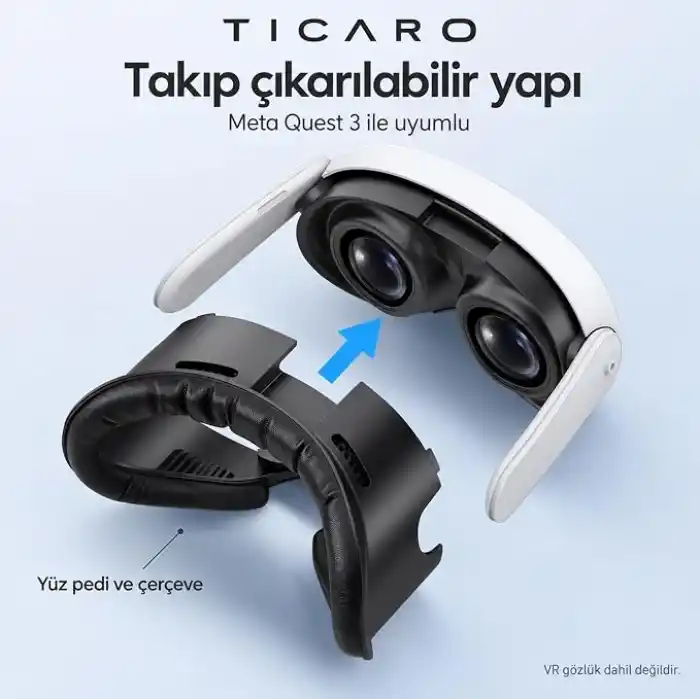 Meta Quest 3 için VR Yüz Maskesi, V Şekilli Hava Kanalı, Siyah
