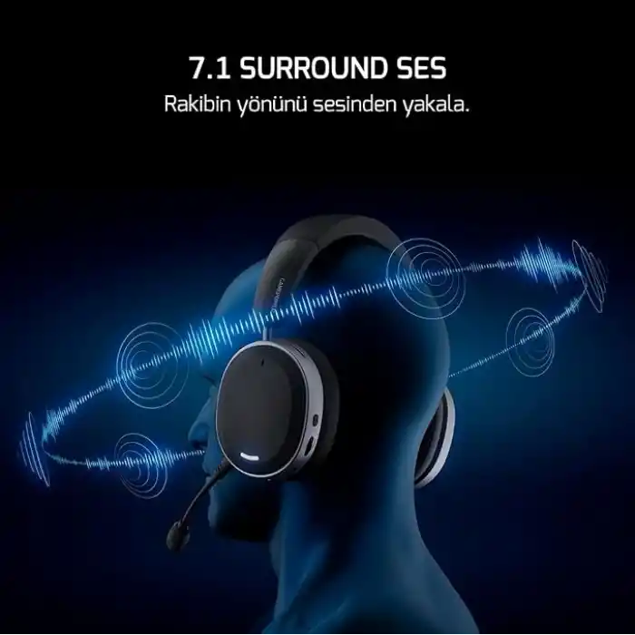 GamePower Ultima Wireless 7.1 Surround 2000 mAh Gaming (Oyuncu) Kulaklık (Yazılım Destekli) (Siyah)