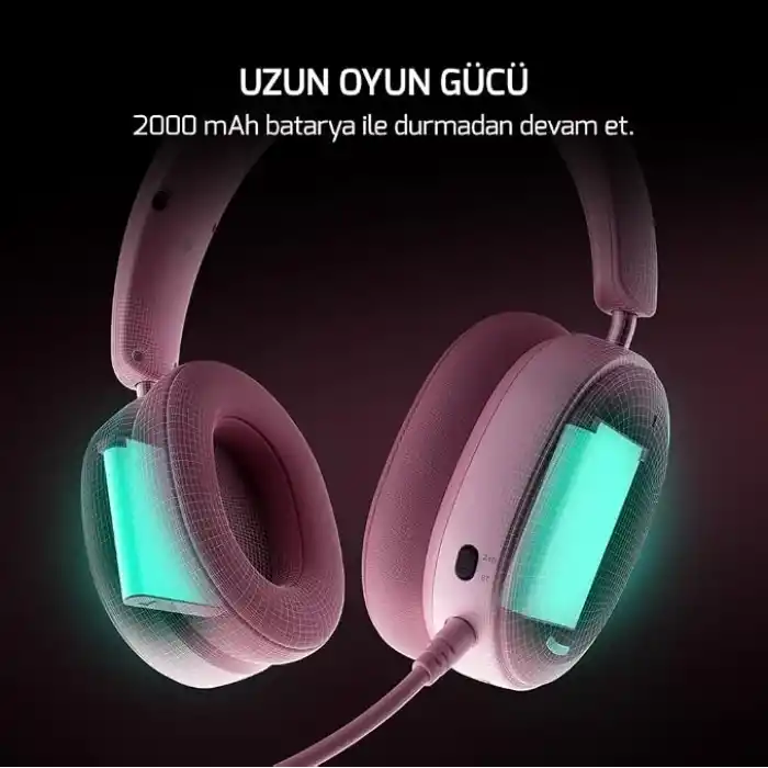 GamePower Ultima Wireless 7.1 Surround 2000 mAh Gaming (Oyuncu) Kulaklık (Yazılım Destekli) (Siyah)