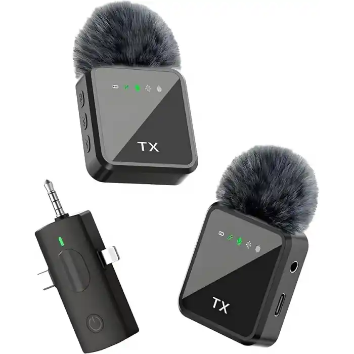 Daytona K9-Y2 Kablosuz Taşınabilir 3 In1 Yaka Mikrofonu Tüylü Mini Mic Tak ve Çalıştır Canlı Yayın Vlog Kablosuz Yaka Çift Verici Mikrofon Yüksek Kalite Profesyonel