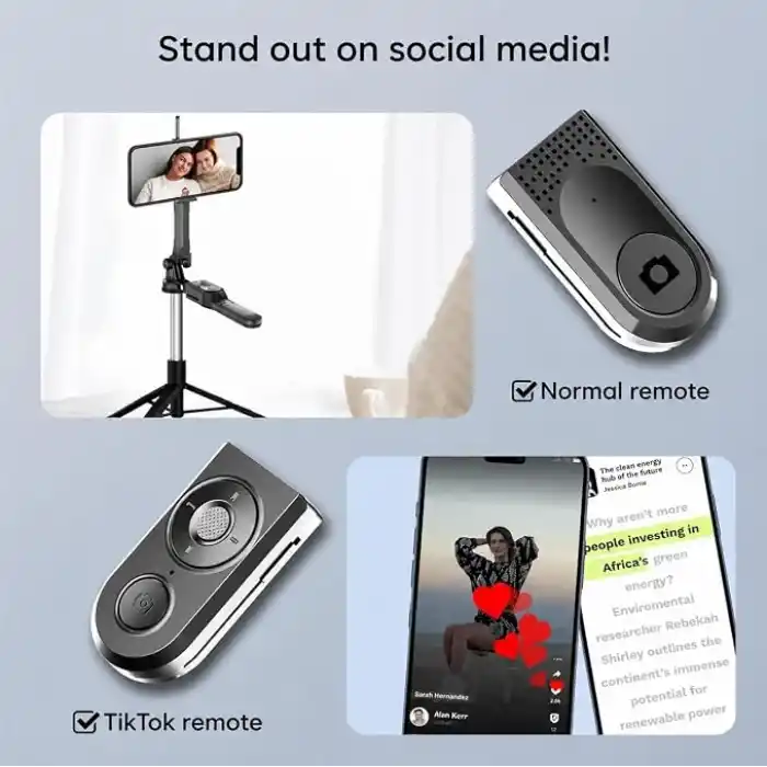Coverzone Bluetooth Selfie Çubuğu ve Tripod, 360° Dönebilen Telefon Tutucu, Uzaktan Kumandalı, Maksimum 175cm, Katlanabilir Vlog Canlı Yayın Fotoğraf Video Çekim Standı | K28P