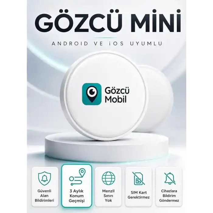 Gözcü Mobil Ios Android Uyumlu Airtag 10/30 Ay Batarya Ömrü Anlık Geçmişe Dönük Konum Gps Araç Motor Çocuk Akıllı Takip Cihazı (Mini)