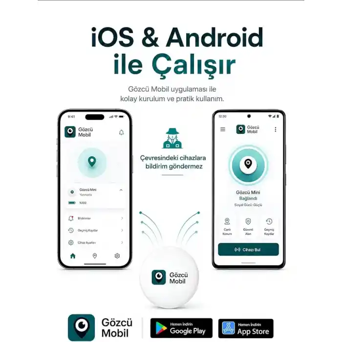 Gözcü Mobil Ios Android Uyumlu Airtag 10/30 Ay Batarya Ömrü Anlık Geçmişe Dönük Konum Gps Araç Motor Çocuk Akıllı Takip Cihazı (Mini)