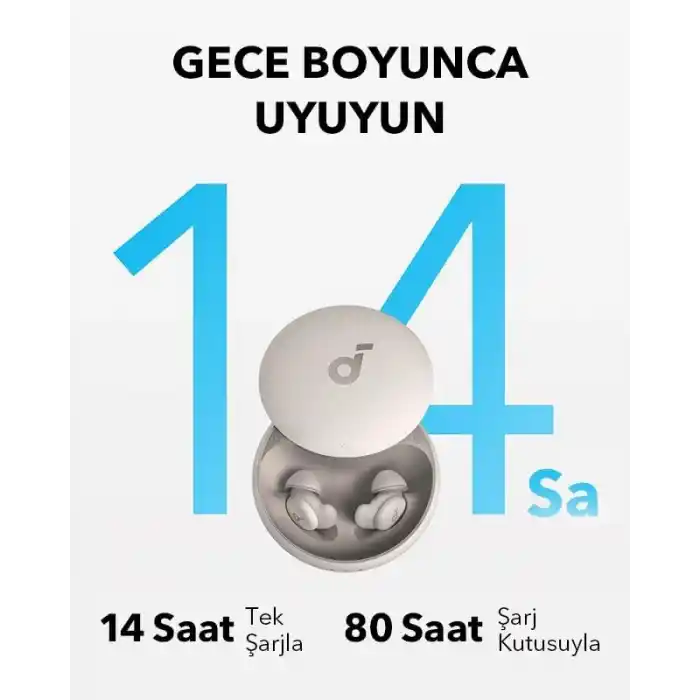 Soundcore by Anker Sleep A20 Bluetooth Kulak İçi Uyku Kulaklıkları, Huzurlu Bir Gece Uykusu, Krem, A6611
