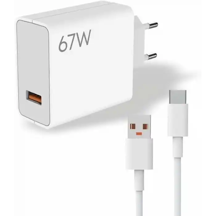 PDATeknoloji 67W Turbo Hızlı Şarj Adaptörü ve Data kablosu Beyaz PDA-067 2IN1 (Yerli Üretim)