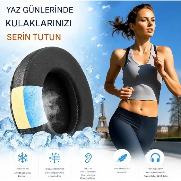 HyperX Cloud 3,2,1, Cloud Alpha, Flight, Stinger, Core Uyumlu Soğutucu Jel Kulaklık Pedi | Memory Foam, Serin Kumaş, Gürültü Yalıtımlı Yedek Kulaklık Yastığı (1 Çift)
