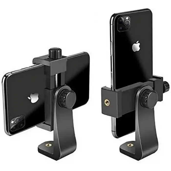 Coverzone Telefon Tripod Tutucu Başlık + Tripod 90° Yönlendirme Aparatı 360 Derece Dönebilen Başlık Tüm Tripodlara Uyumlu Metal Mafsal Aparatı P231 (P231 telefon tutucu + Mafsal)