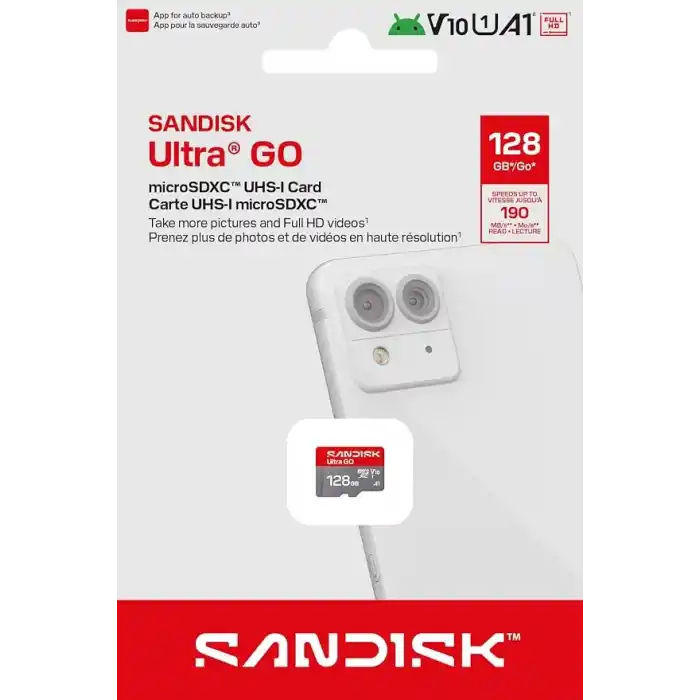 Sandısk Ultra Go Microsd Uhs I Card 128 Gb, Up To190mb/s,