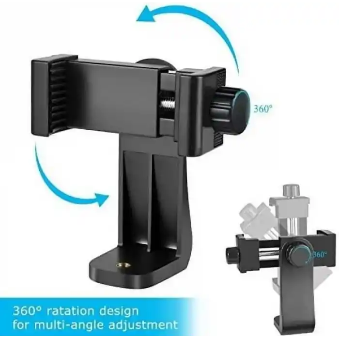 Coverzone Telefon Tripod Tutucu Başlık + Tripod 90° Yönlendirme Aparatı 360 Derece Dönebilen Başlık Tüm Tripodlara Uyumlu Metal Mafsal Aparatı P231 (P231 telefon tutucu + Mafsal)