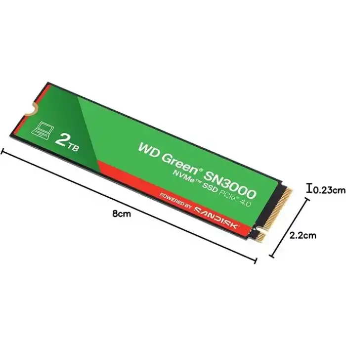 Western Digital Green SN3000 NVMe 2 TB (5.000 MB/snye kadar okuma 4.000 MB/snye kadar yazma) - WDS200T4G0E