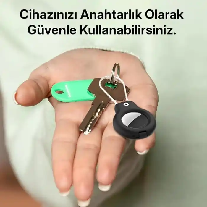 Minesk Airtag ile Uyumlu SuperLock Serisi Kilitli Kılıf ve Darbelere Karşı Ultra Güçlü Koruyucu Anahtarlık (Siyah)