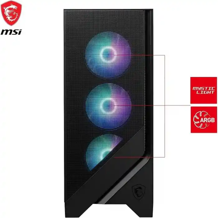 MSI MAG FORGE 320R AIRFLOW Temperli Cam 4x120mm ARGB Fan ATX Gaming Bilgisayar Kasası