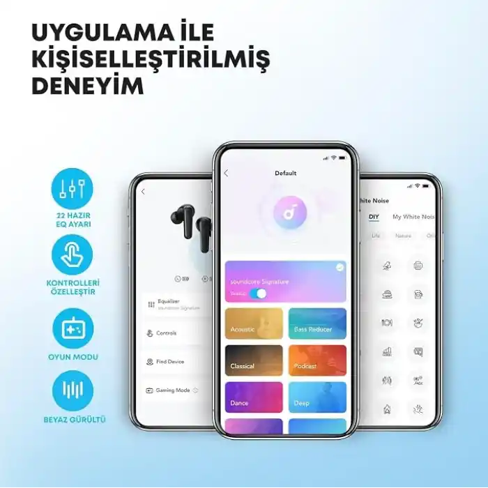 Anker Soundcore P20i Kulak İçi Bluetooth Kulaklık, 10 mm Sürücüler, Ayarlanabilir EQ, 30 Saat Çalma Süresi, IPX5 Su Geçirmez, Yapay Zekalı 2 Mikrofon, Beyaz - A3949
