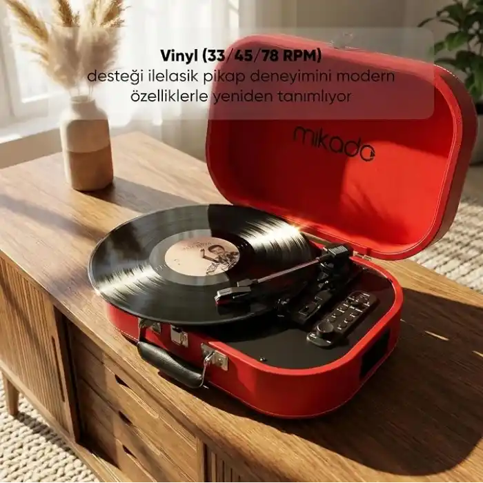 Mikado MN-101 Pikap Usb+RCA+Bluetooth Destekli Müzik Kutusu, Kırmızı
