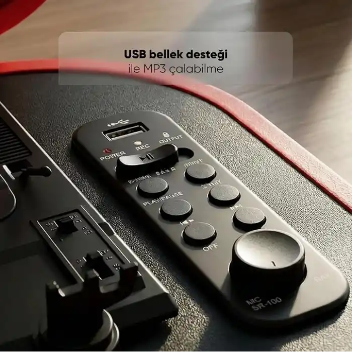 Mikado MN-101 Pikap Usb+RCA+Bluetooth Destekli Müzik Kutusu, Kırmızı