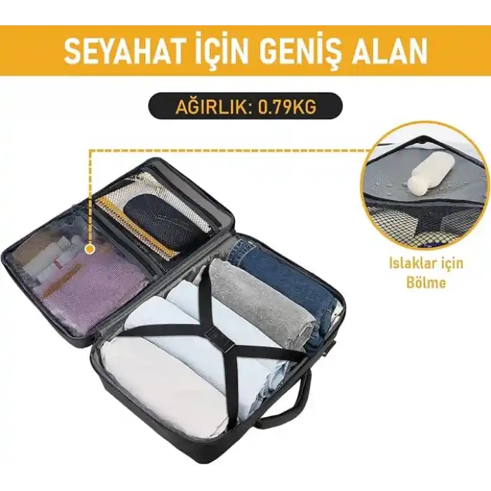Haegs Laptop Sırt Çantası, Seyahat Çantası Hafif El Çantası Küçük Bavul Valiz, Uçak Onaylı Kabin Çantası, Erkek ve Bayan İçin, 15.6 inç Notebook Dizüstü Bilgisayar Laptop Macbook Çantası