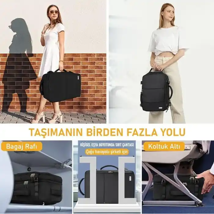 Haegs Laptop Sırt Çantası, Seyahat Çantası Hafif El Çantası Küçük Bavul Valiz, Uçak Onaylı Kabin Çantası, Erkek ve Bayan İçin, 15.6 inç Notebook Dizüstü Bilgisayar Laptop Macbook Çantası