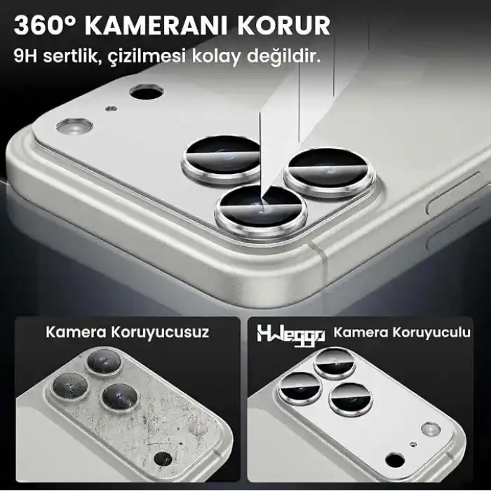 Görüntü Kalitesi Bozmayan Kamera Lens Koruyucu Safir (Sapphire) (Dark Cherry, iPhone 18 Pro Max)