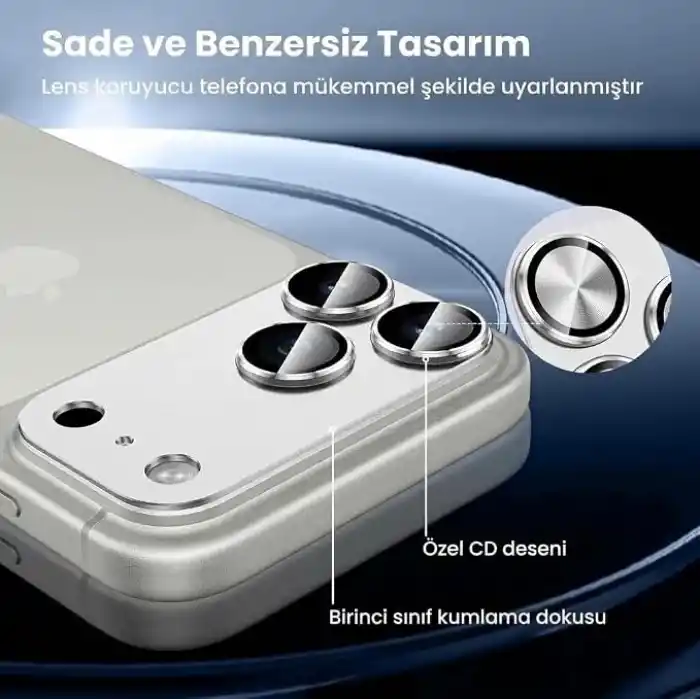 Görüntü Kalitesi Bozmayan Kamera Lens Koruyucu Safir (Sapphire) (Dark Cherry, iPhone 18 Pro Max)