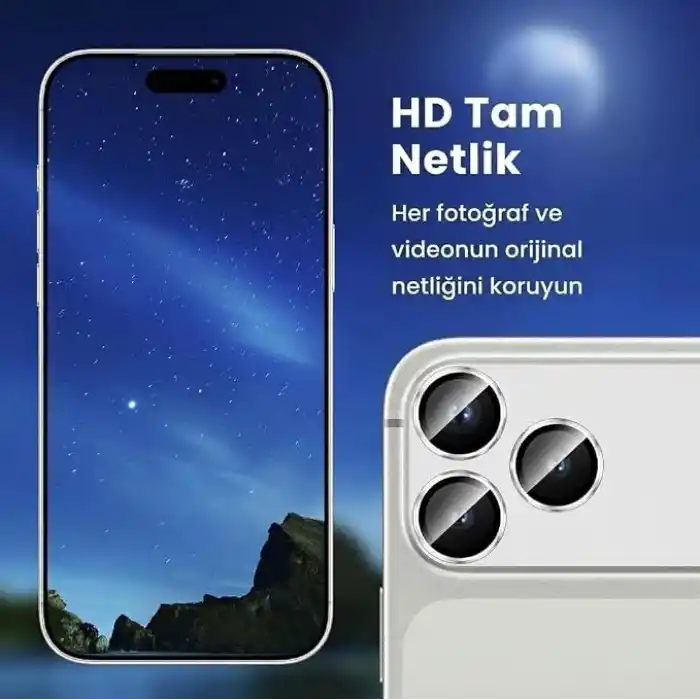Görüntü Kalitesi Bozmayan Kamera Lens Koruyucu Safir (Sapphire) (Dark Cherry, iPhone 18 Pro Max)