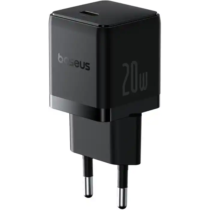 Baseus 20W Hızlı Şarj Cihazı, Palm 1C USB-C Duvar Adaptörü, BCT Soğutma Teknolojisi ve Akıllı Çip Koruması, Kompakt Şarj Başlığı, Samsung ve iPhone Uyumlu, Siyah