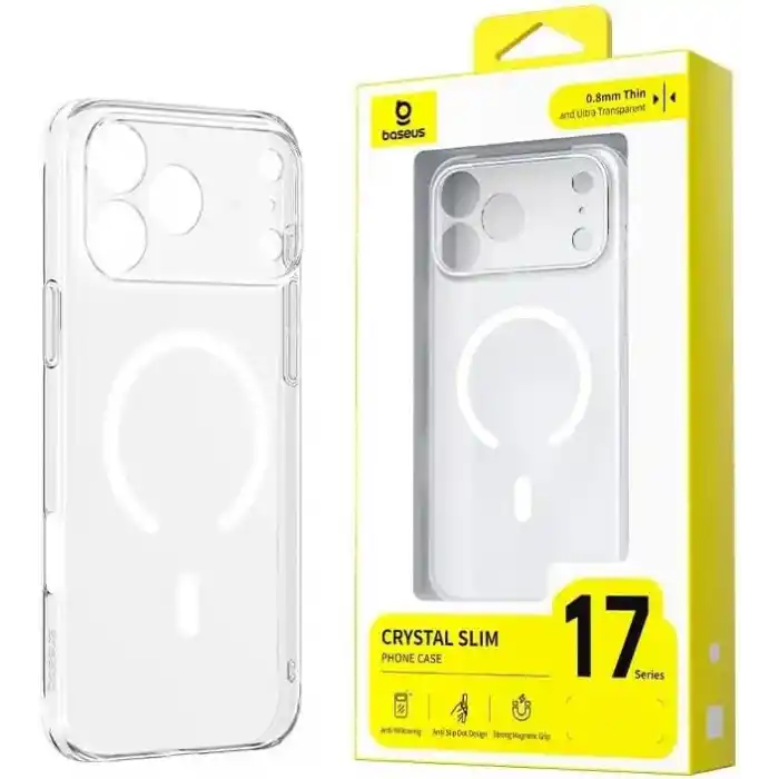 Baseus Crystal Slim iPhone 17 Pro Max Şeffaf Magsafe Kılıf